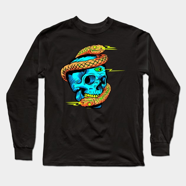 Infinite Snake Skull Ouroboros Serpent Long Sleeve T-Shirt by TOKEBI